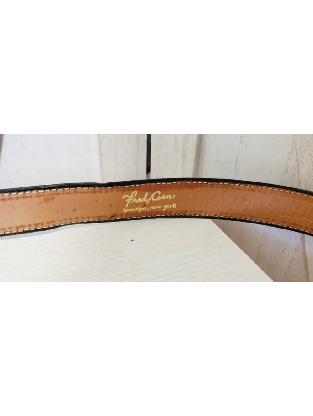 Medium Fred Coen Black Aqua Snakeskin Embossed Leather Western Belt Womens 36in